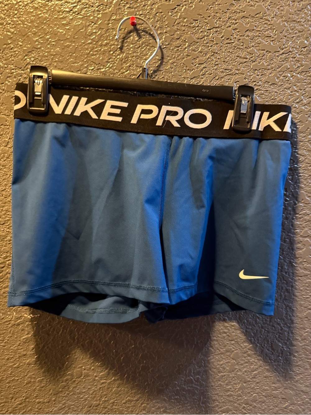 Nike Pro Blue Athletic Compression Shorts with Black Waistband